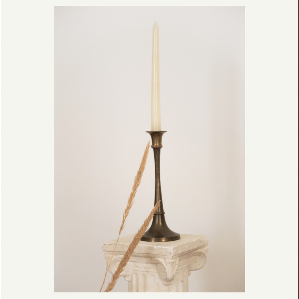 One Brass Antique Style Candle Holder